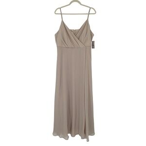 Birdy Grey Kaia Chiffon Dress Neutral Champagne 1X Bridesmaid Maxi NWT
